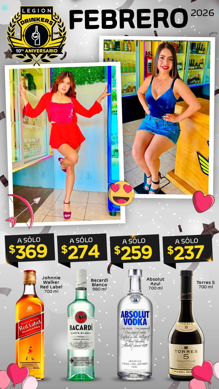 Promoción JW Red Label, Torres 5, Bacardí Blanco y Absolut Vodka - Legión Drinkers