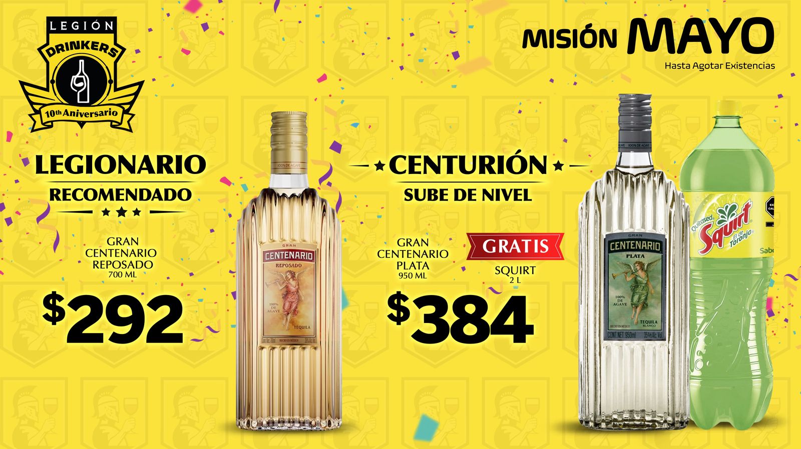Promoción de Tequila Centenario Reposado y Tequila Centenario Plata (950 ml) - Legión Drinkers