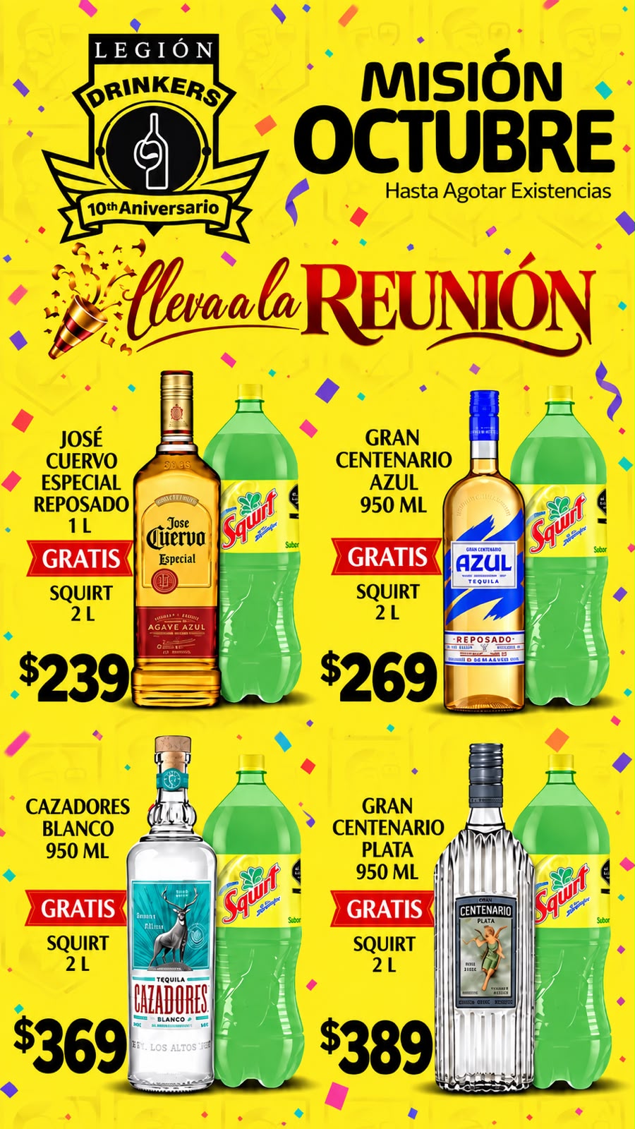 Promoción de Cuervo Tradicional Reposado, Gran Centenario Azil y Gran Centenario Plata - Legión Drinkers